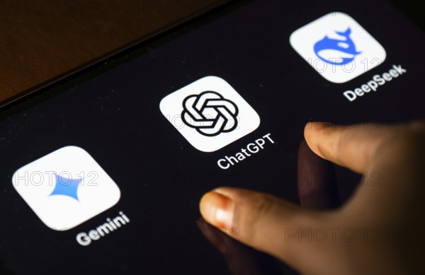 In this photo Illustration a person taps ChatGPT app icon on a tablet device on 24 May 2025 in New
