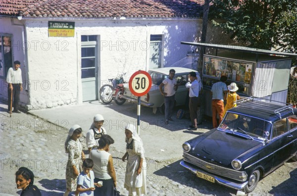 People women wearing traditional clothing street of Stari Bar, Montenegro, former Yugoslavia,