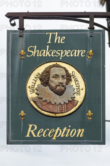 Pub sign, The Shakespeare, Stratford-upon-Avon, Warwickshire, England, United Kingdom