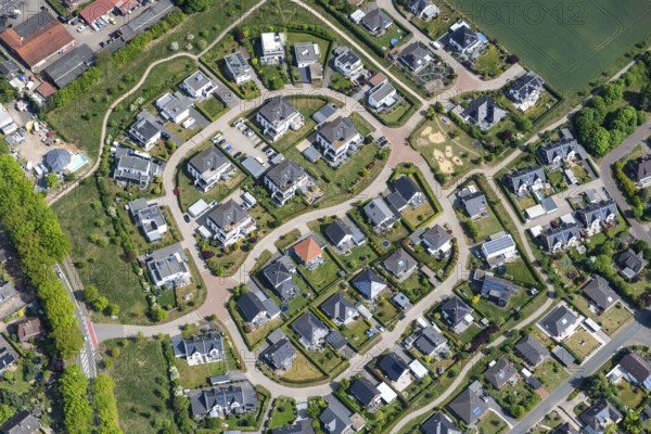 Aerial view, housing estate, modern, detached house, residential building, ring, house, street,