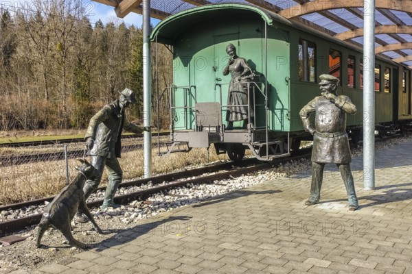 Durlesbach railway station, opened in 1849 and decommissioned in 1984, railway monument, railway