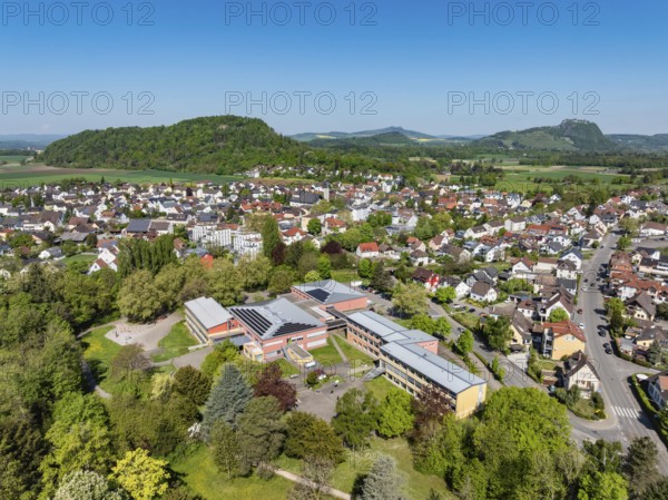 Aerial view, of the municipality of Rielasingen-Worblingen with the Ten-Brink-School, community