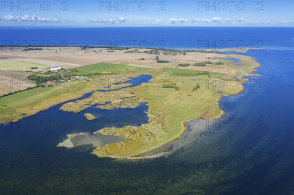 Aerial view over the Salzhaff, formed by the island of Poel and shallow bay of the Baltic Sea near