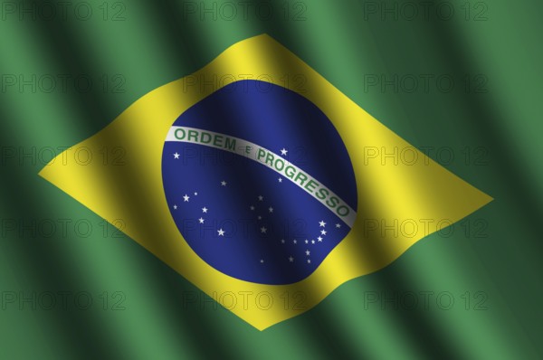 The Brazilian flag flying in the wind
