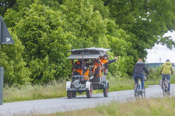Ascension Day. Groups of men are on the road around Moritzburg, Moritzburg, Saxony, Germany,