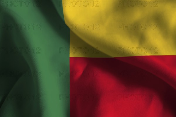 A ruffled fabric flag of Benin