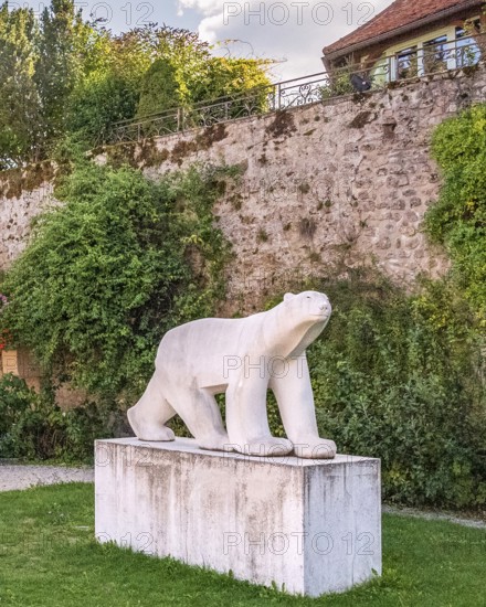 The polar bear, a white marble animal sculpture by François Pompon in Saulieu, Cote d'Or,