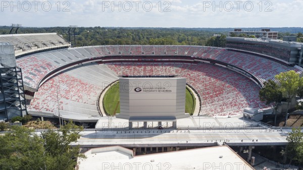 October 03, 2018, Athens, Georgia, USA: Aerial views of Sanford Stadium, which is the on-campus