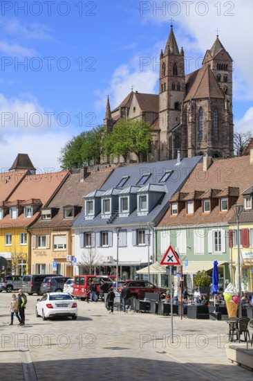 Market square with cathedral, Breisach am Rhein, Baden-Württemberg, Germany