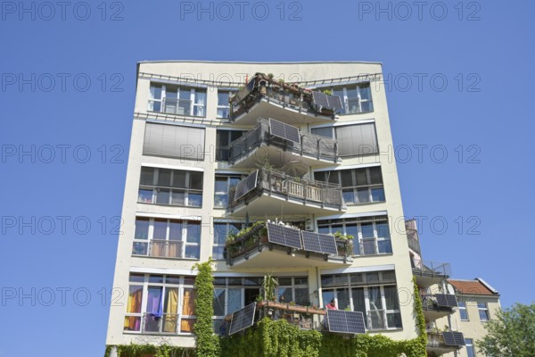 Residential building, balcony power station, Lübecker Straße, Moabit, Mitte district, Berlin,