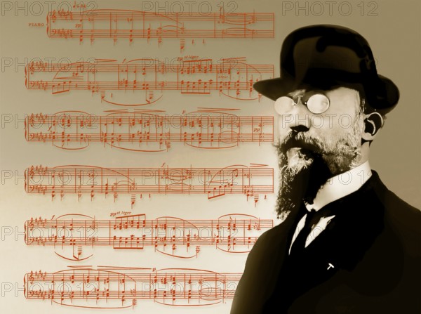 Erik Satie, 1866 – 1925, a French composer and pianist, notesheet for Deuxième Sarabande, digitally