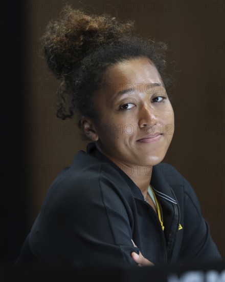 Japanese tennis player Naomi Osaka during a press conference, Australian Open 2025, Melbourne Park,