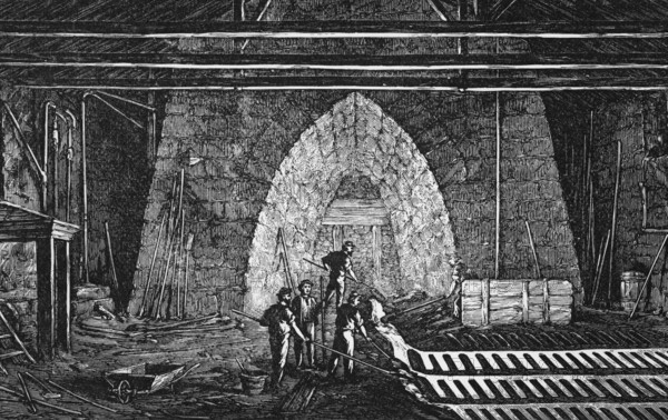 The blast furnace on Iron Mountain, Missouri, around 1870, America, digital reproduction of a