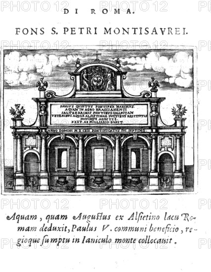 Fontana di S.Pietro Montorio, Fountain of S. Pietro in Montorio in Rome, Italy, Historical,