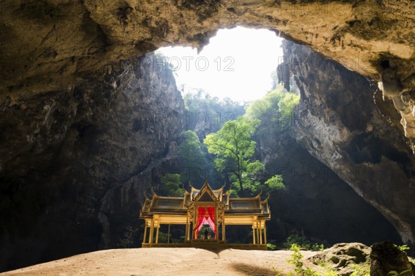 Temple in a stalactite cave, Phraya Nakhon Cave, Khao Sam Roi Yot National Park, Hua Hin, Prachuap