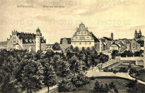 Historical postcard, picture postcard, Wittenberg, Saxony-Anhalt, Germany, digitally enhanced