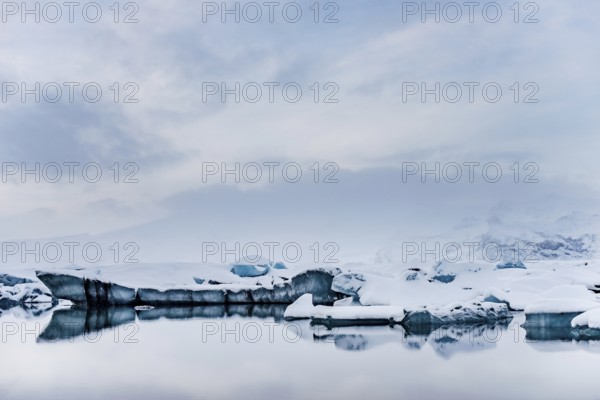 Jökulsarlon, icebergs, ice, glacial lake, Vatnajökull Glacier, winter, snow, sunset, Iceland*