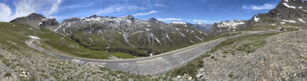 Panorama of southern ascent south ramp alpine road mountain road above above tree line highest