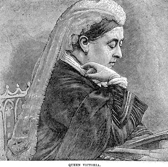 Queen Victoria sitting at the lectern reading a book, quiet moment, pause, distraction, lost in