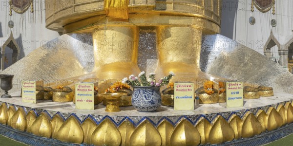 Feet of a 32 metre high standing Buddha decorated with glass mosaics and 24 carat gold, Luang Pho