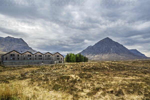 Mountains and Moors over Glen Etive Valley, Glencoe, Highlands, Scotland and Buachaille Etive Mòr,