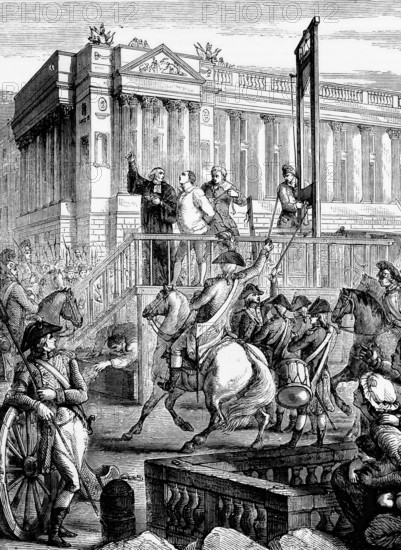 The public execution of Louis XVI by guillotine on 21 January 1793 on the Square of the Revolution,