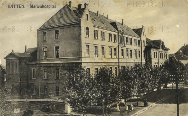 Historical postcard, picture postcard, Marienhospital in Witten, North Rhine-Westphalia, Germany,