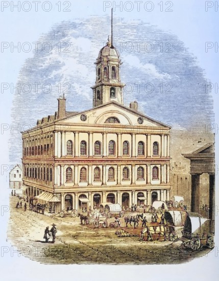 Boston, Massachusetts, Faneuil Hall in the 1870s, America, digital reproduction from American