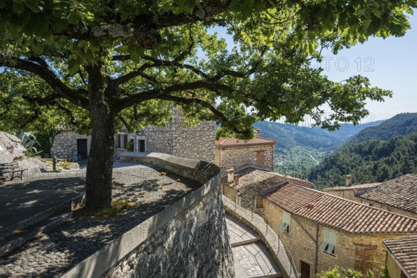 Picturesque medieval mountain village, Peillon, near Monaco, Cote d'Azur, Alpes-Maritimes,
