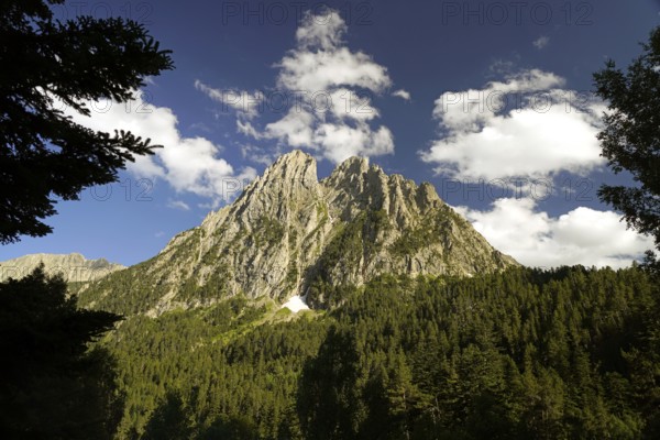 The Els Encantats mountain range in the Aigüestortes i Estany de Sant Maurici National Park,