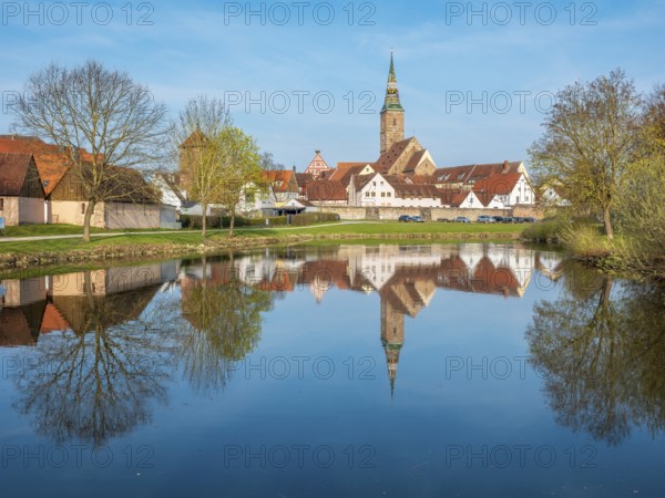 View of the old town, Liebfrauenmünster and town houses are reflected in the Schießweiher,