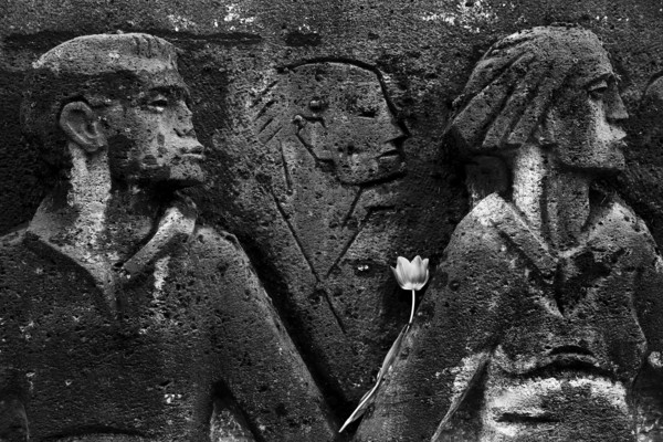 Bittermark memorial, memorial site, detail with tulip for the memorial service on Good Friday,