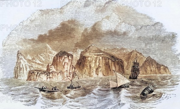 The island of St Helena, an island of volcanic origin in the South Atlantic, c. 1850, from the book