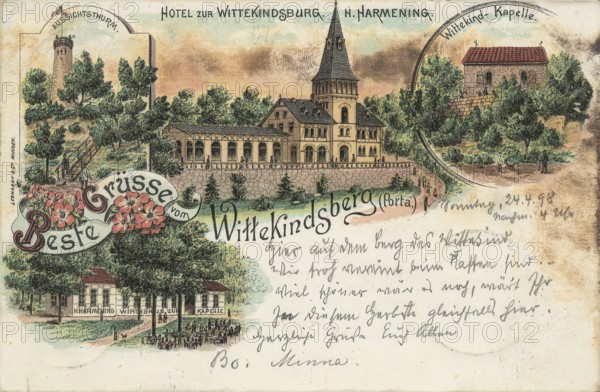 Historical postcard, picture postcard, Wittekindsberg (Porta), North Rhine-Westphalia, Germany,