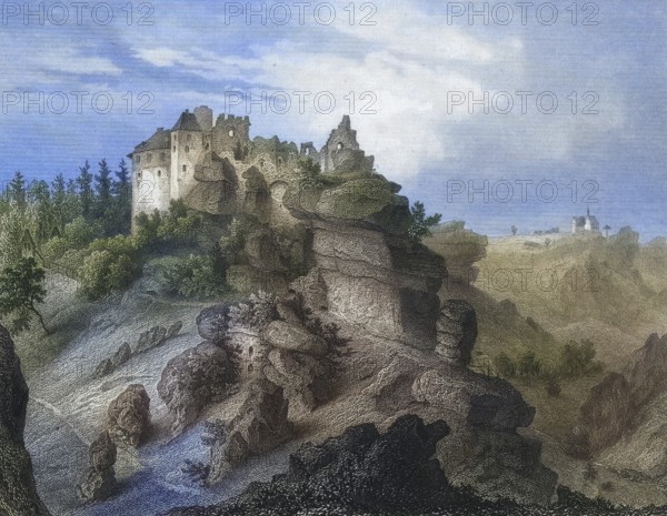 Rabenstein Castle, high medieval Spornburg, Ahorntal, Franconian Switzerland, Bayreuth district,