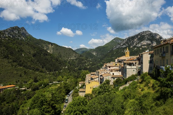 Picturesque mountain village overlooking the sea, Sainte-Agnès, near Menton, Cote d'Azur,