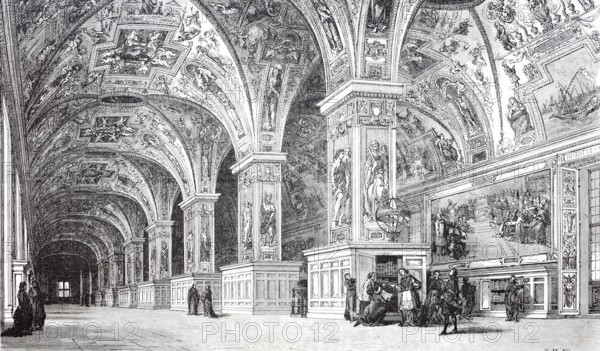 The Vatican Library in 1870, Rome, Vatican State, Italy, digitally enhanced reproduction from a