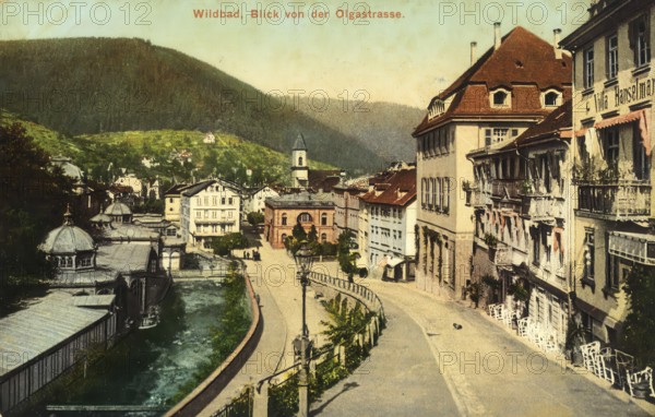 Historical postcard, picture postcard, Wildbad, Bad Wildbad, Baden-Württemberg, Germany, digitally