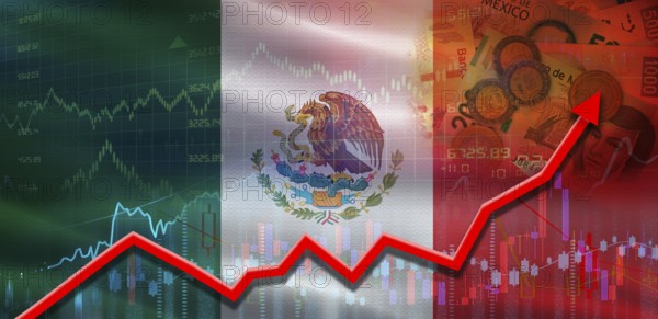 Mexico financial growth on market graph. Mexico economic growth on financial graph