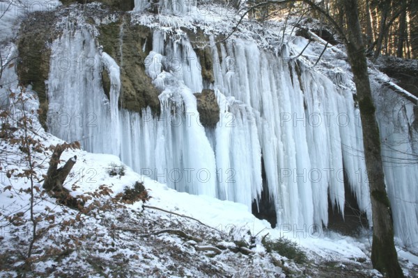 Tourist attraction, icicles in the Eistobel near Isny/Maierhöfen, Allgäu, Bavaria, Germany, Allgäu,