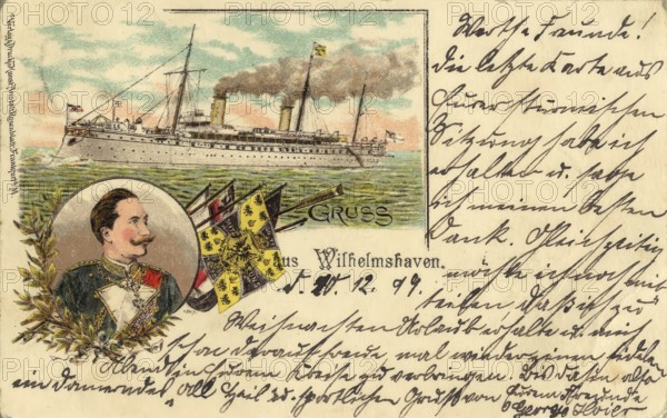 Historical postcard, picture postcard, Wilhelmshaven, Lower Saxony, Germany, digitally enhanced