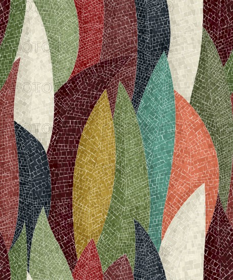 Abstract art vector, autumn leaf mosaic seamless pattern