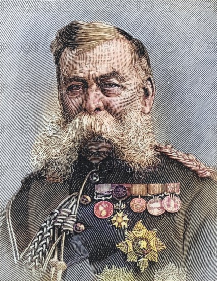 Field Marshal Sir John Linthorn Arabin Simmons, 1821 to 1903, British soldier. From the Strand
