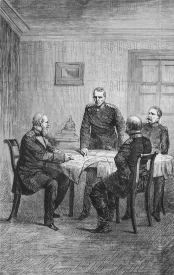 War council at Gitschin or Jicín, today Czech Republic, Battle of Gitschin in the German War of