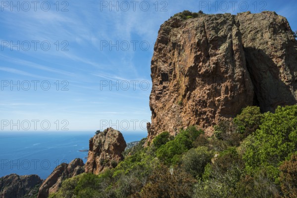 Panorama, Pic du Cap Roux, near Anthéor, Saint-Raphaël, Massif de l'Esterel, Esterel Mountains,