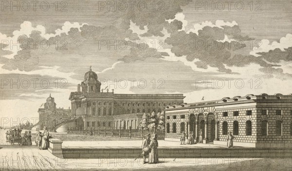 The royal palace near Potsdam, Germany, around 1880, digitally restored reproduction of a 19th