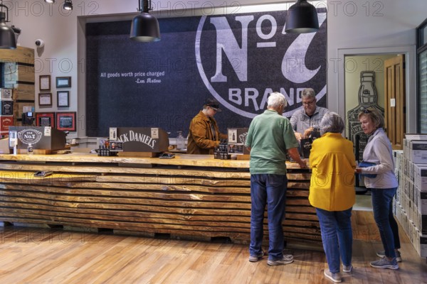 Visitors shopping in the store at the Jack Daniel Distillery in Lynchburg, Tennessee
