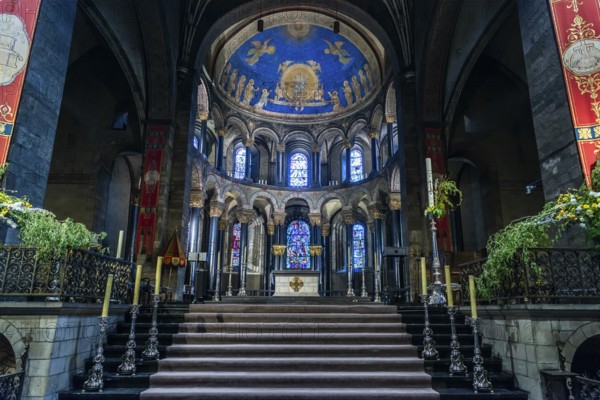 Basilica of Our Lady, Maastricht, Netherlands, magnificent church interior with dome frescoes and