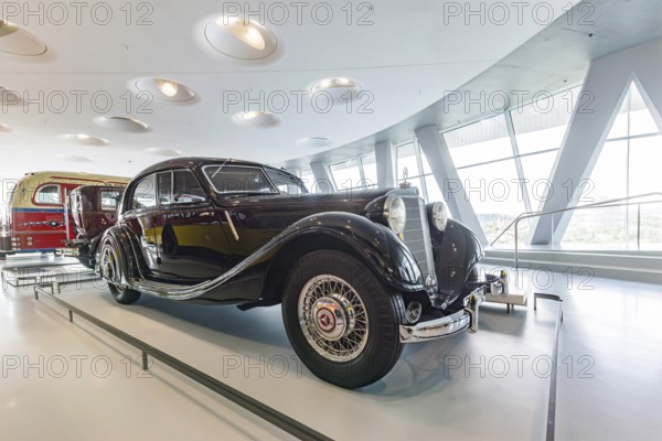 Mercedes-Benz 320 streamlined saloon from 1939. The Mercedes-Benz Museum in Stuttgart presents a