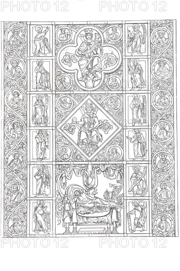 Ceiling from St Michael's Church in Hildesheim, Lower Saxony, Germany, Historical, digitally
